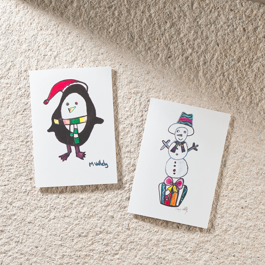 Mary's Snow Lady & Penguin - Christmas Card Multipack - HomeLess Made