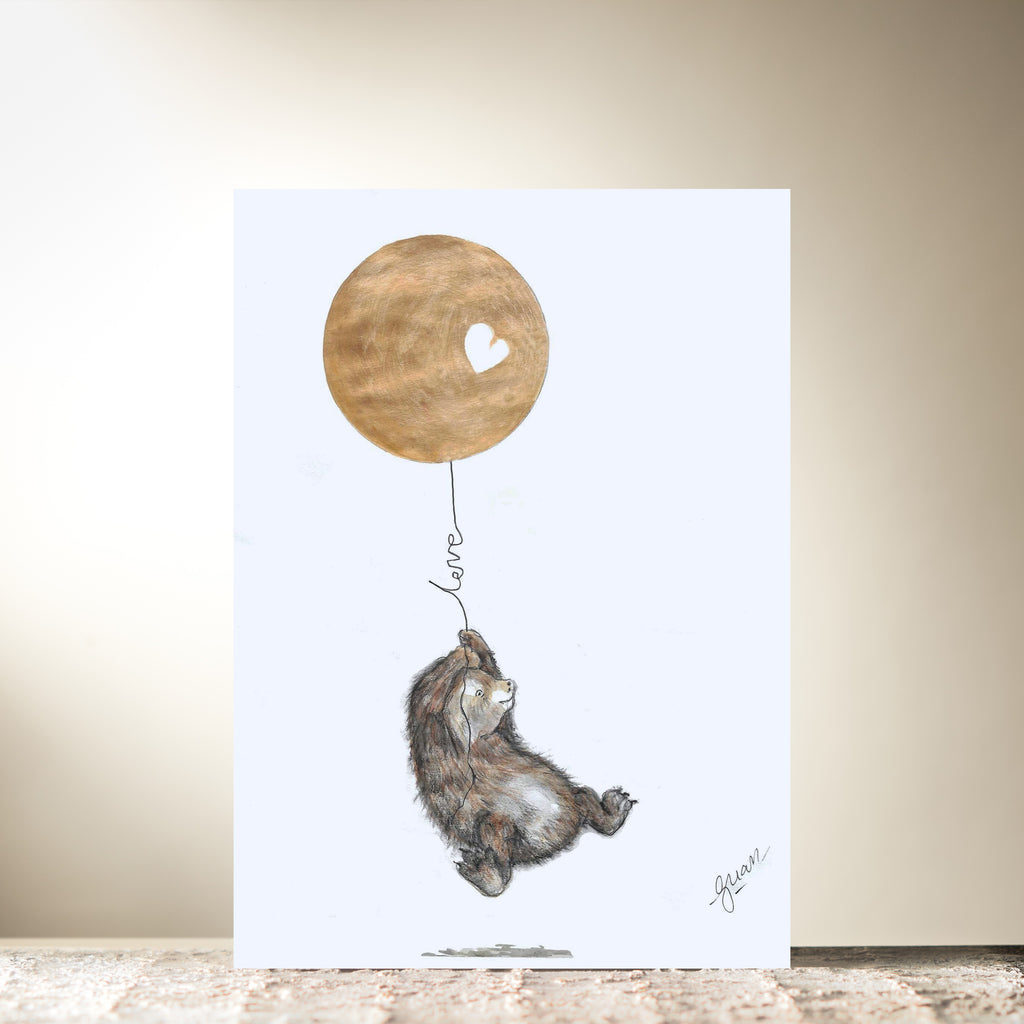 Bear Balloon Love Card by Guan