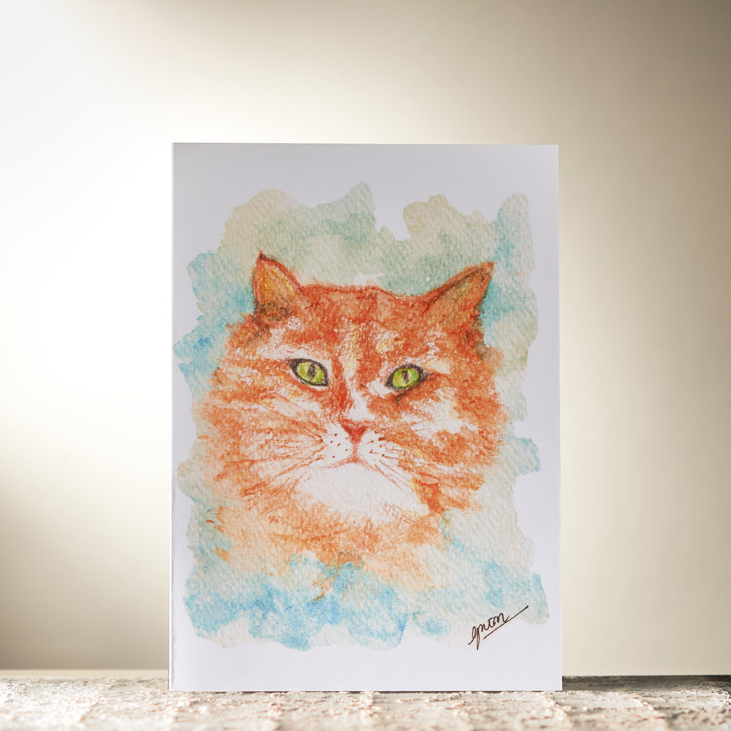 Watercolour Cat Card by Guan - HomeLess Made