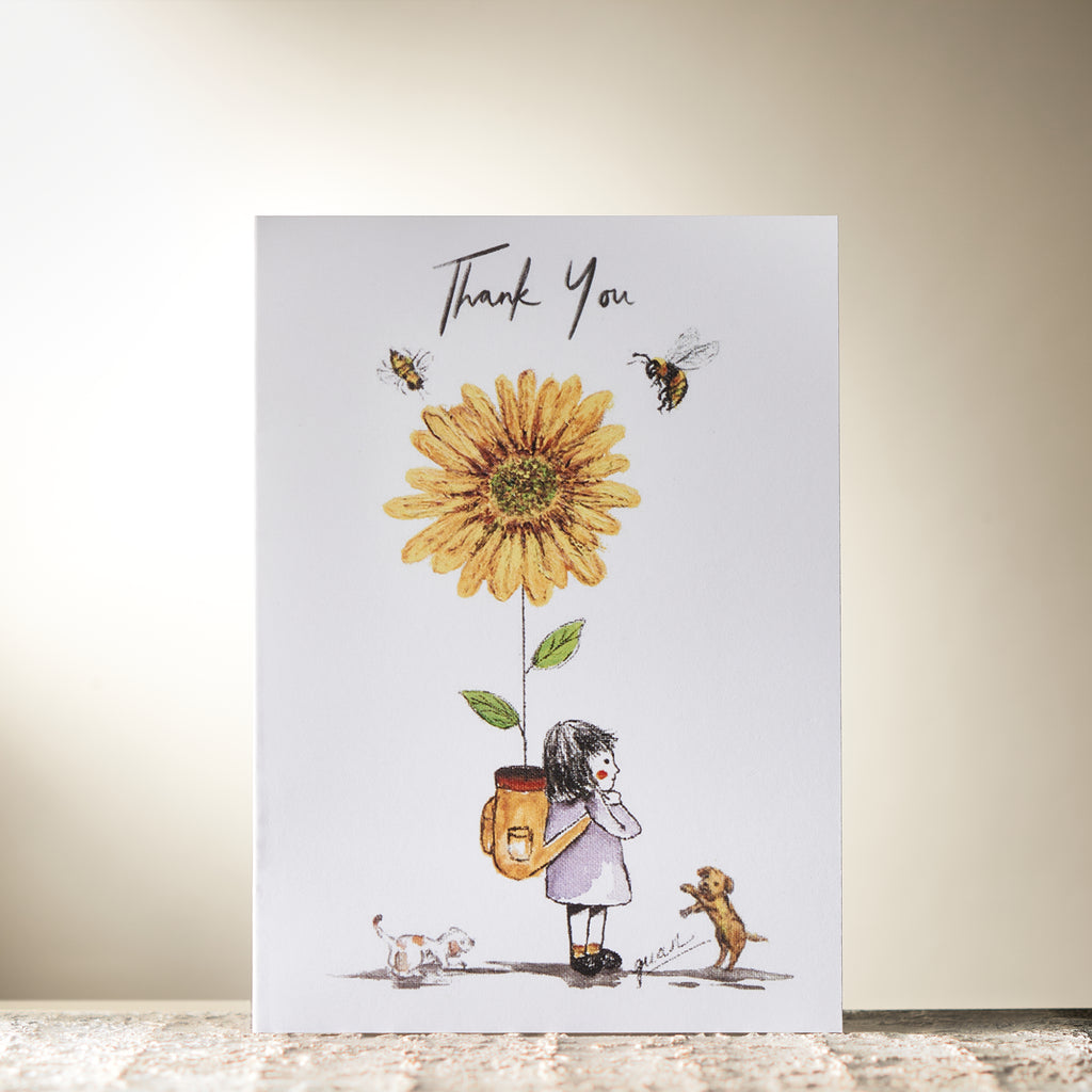 Sunflower Backpack "Thank You" Card by Guan