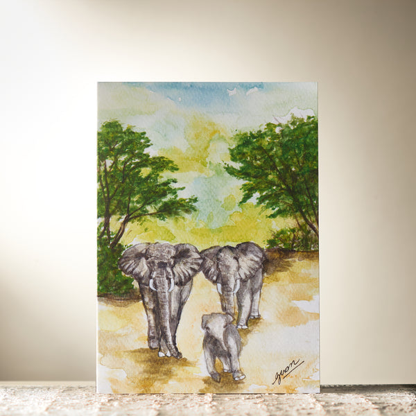 Elephant Family Card by Guan - HomeLess Made
