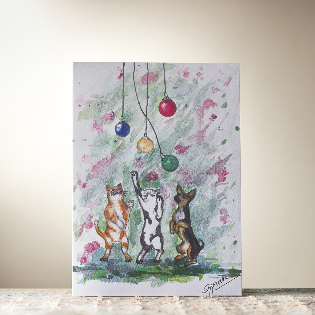 Raining Baubles Card by Guan - HomeLess Made