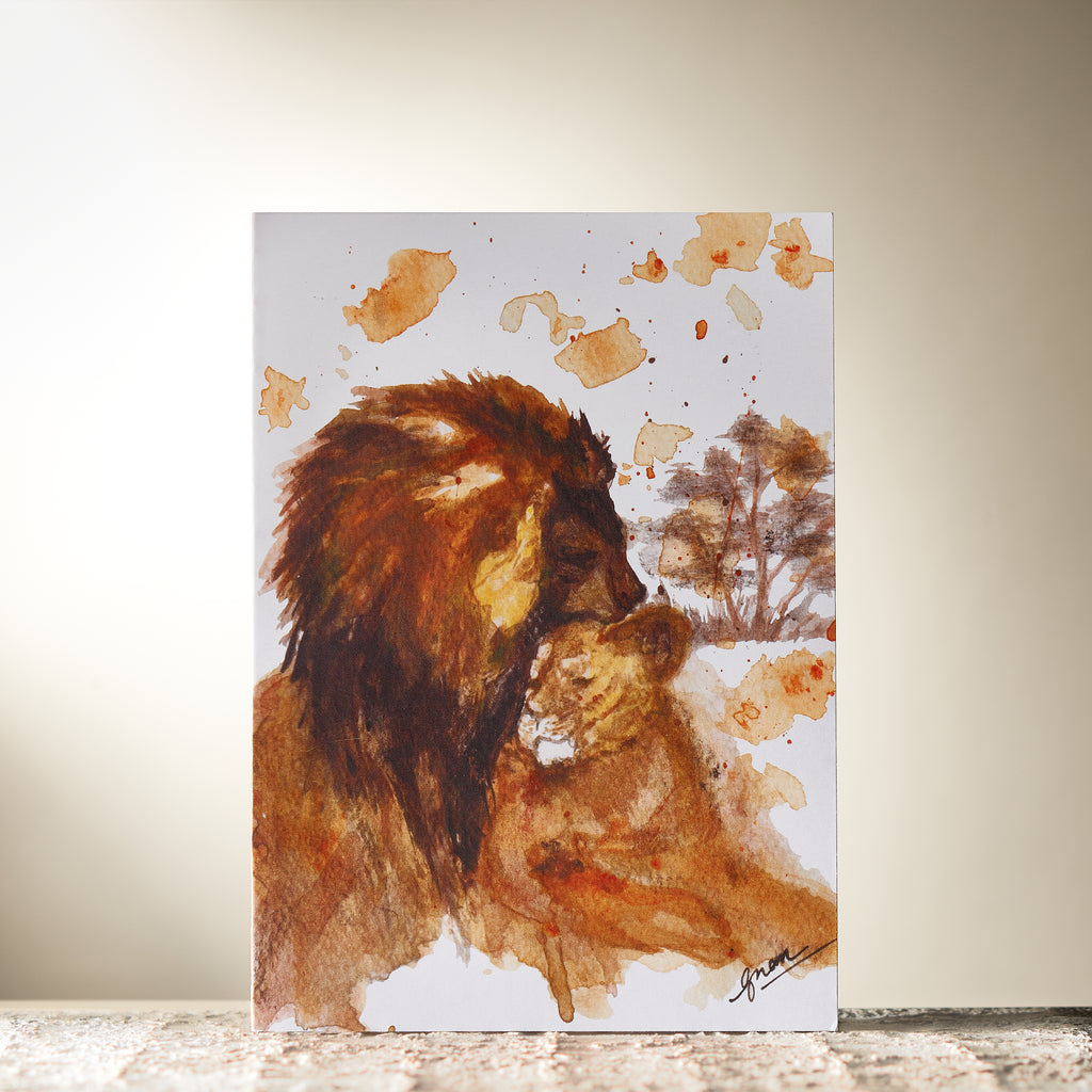 Lion Cuddle Card by Guan - HomeLess Made