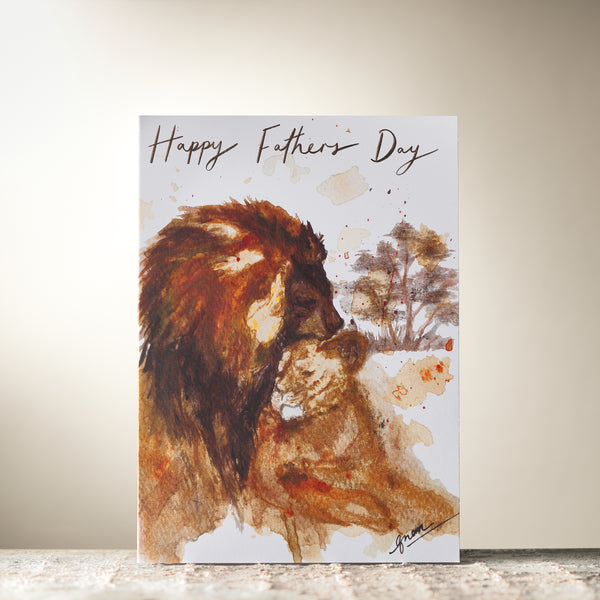 Lion Cuddle "Happy Fathers Day" Card by Guan