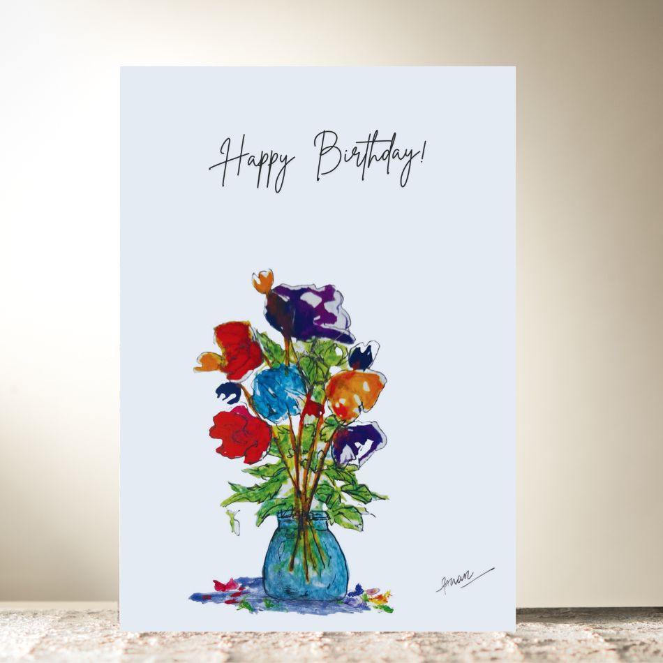 Bright Vase "Happy Birthday" Card by Guan