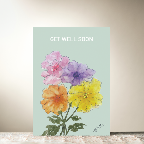Flowers "Get Well" Card By Guan