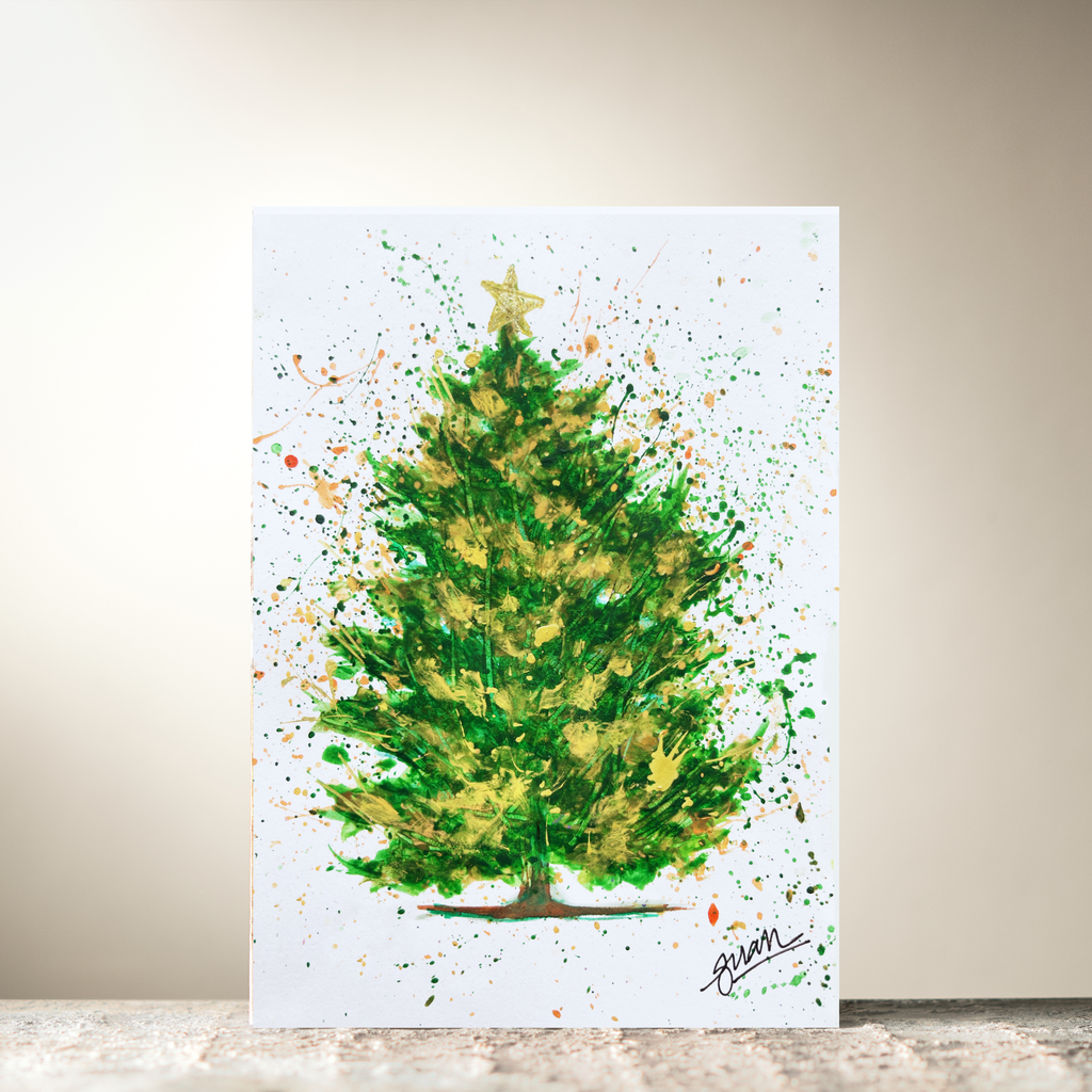 Green & Gold Splash Tree by Guan