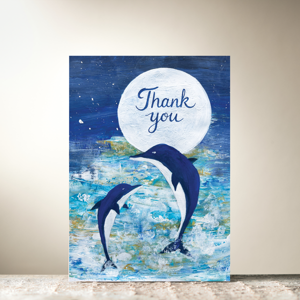 Leaping Dolphins 'Thank You' Card by Guan