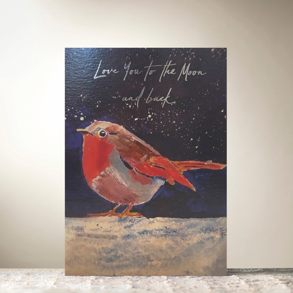 "Love You To The Moon & Back" Space Robin Card By Michael