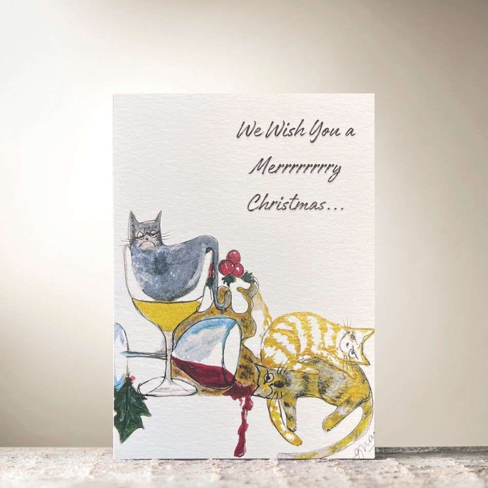 Drunken Christmas Cats by Guan