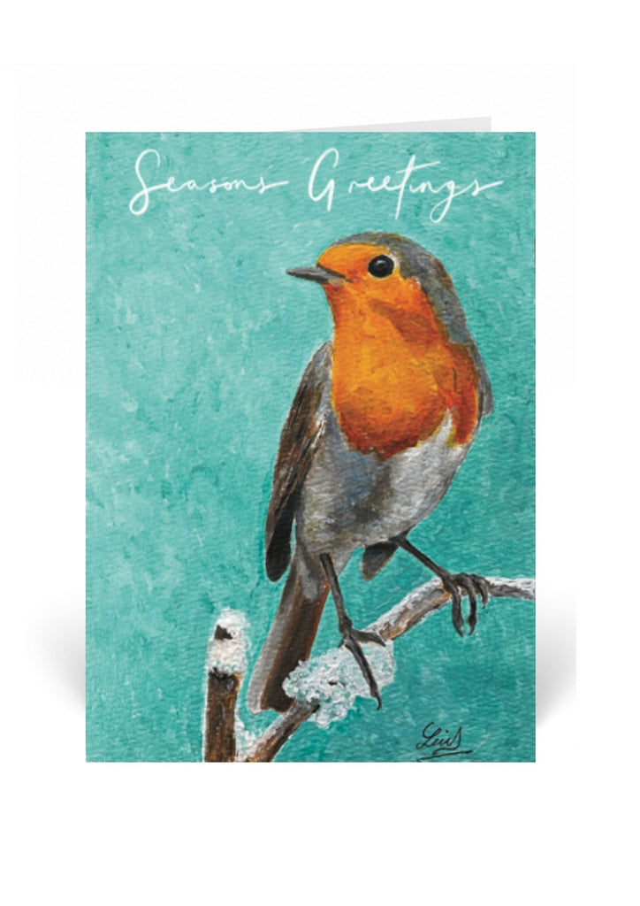 Blue Robin "Seasons Greetings" Card by Lui - HomeLess Made