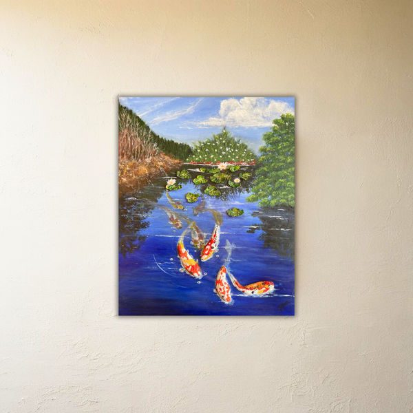 Lucky Koi Carp Canvas from Guan (28 X 24 inches)