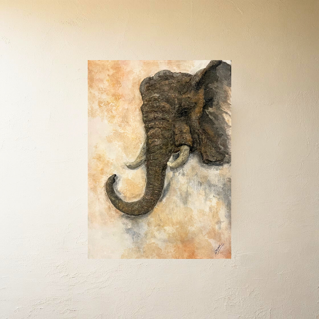 Elephant In The Dusk Canvas from Guan (28 X 24 inches)