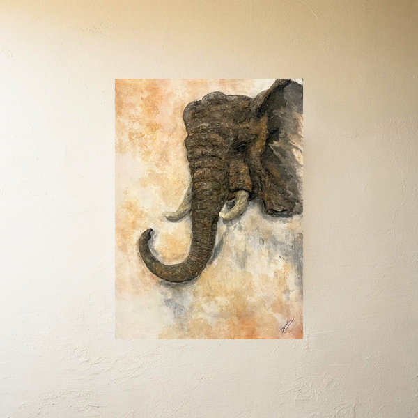 Elephant In The Dusk Canvas from Guan (28 X 24 inches)