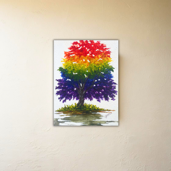 Rainbow Tree Deep Edge Canvas from Guan (15 X 12 inches)