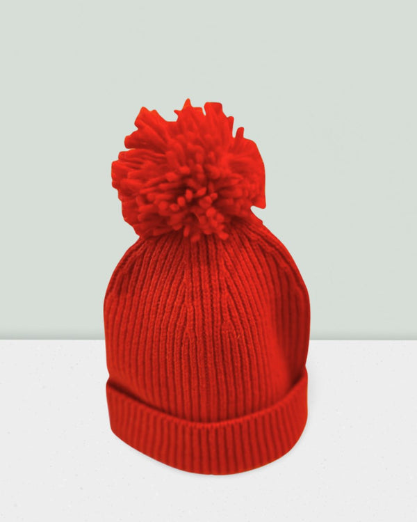 Red Fire Bobble Hat
