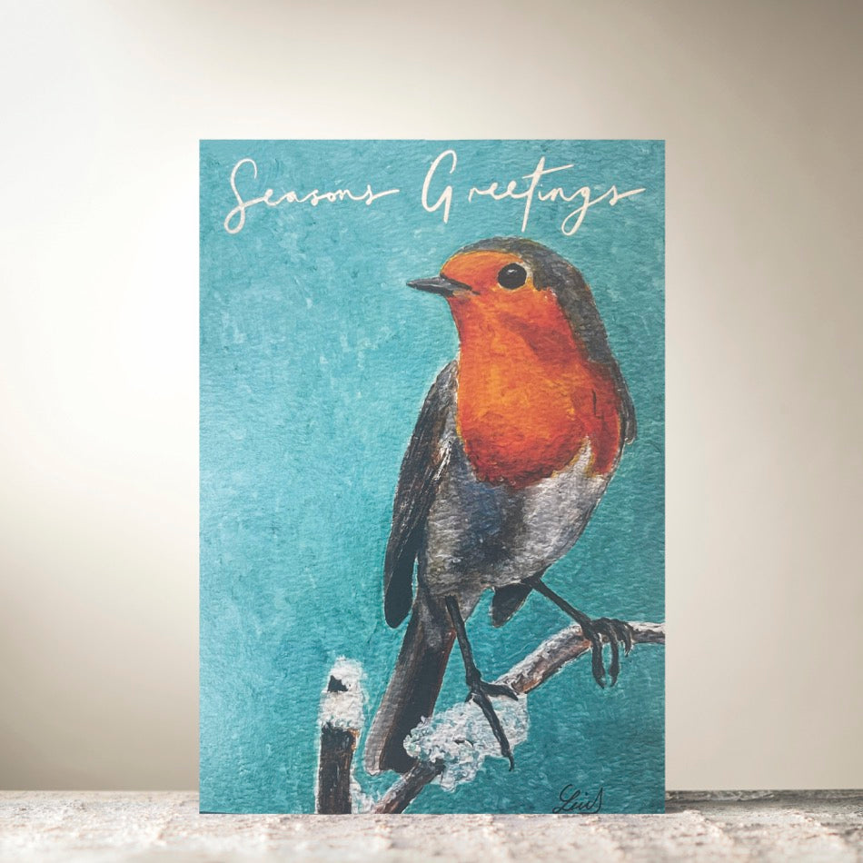 Blue Robin "Seasons Greetings" Card by Lui