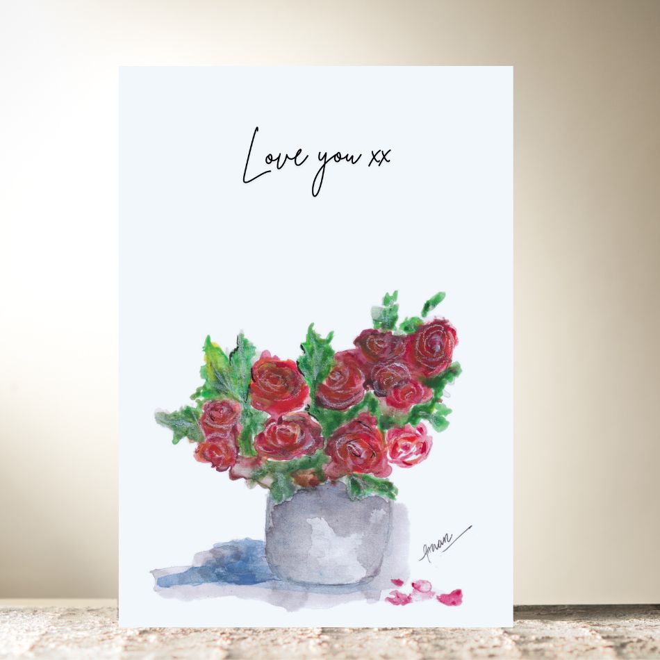 Roses "Love you xx" Card by Guan