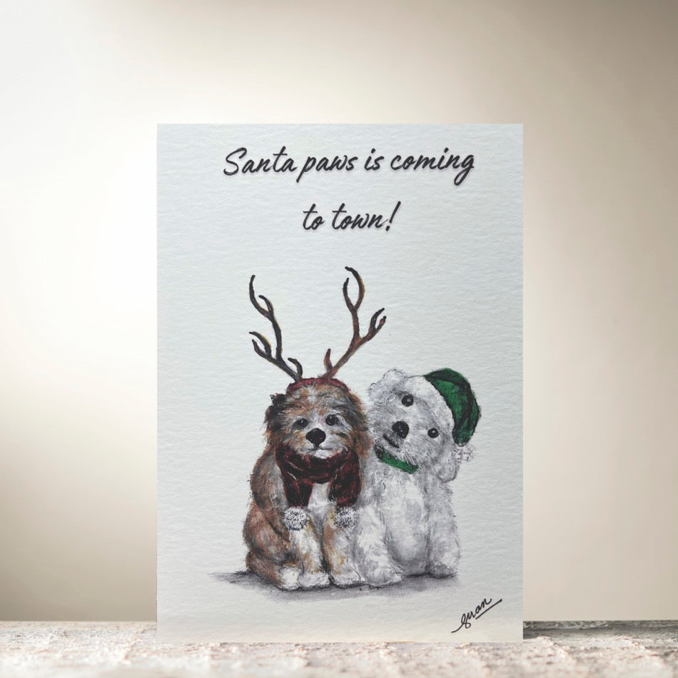 Santa Paws Is Coming To Town Card by Guan