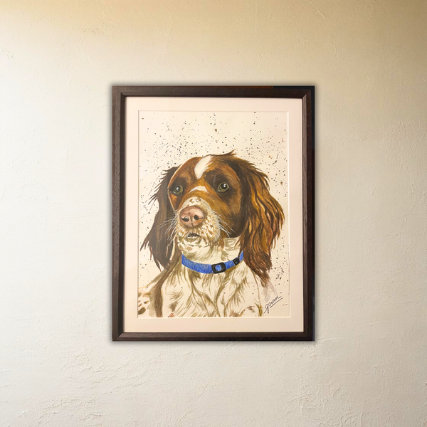 Spaniel Framed from Guan (18 X 12 inches)