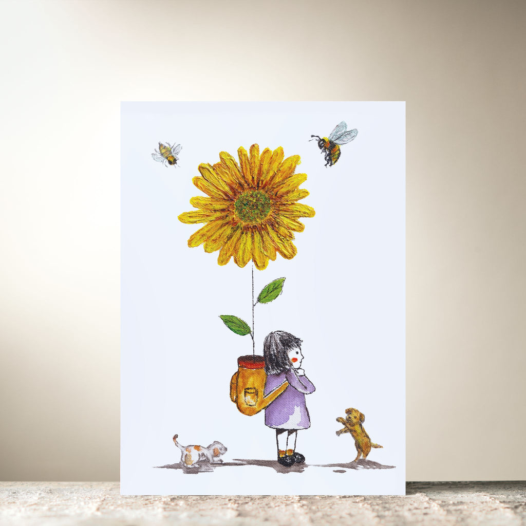 Sunflower Backpack Card by Guan