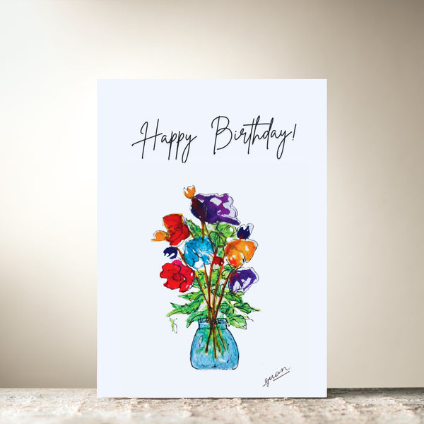 Bright Vase "Happy Birthday" Card by Guan