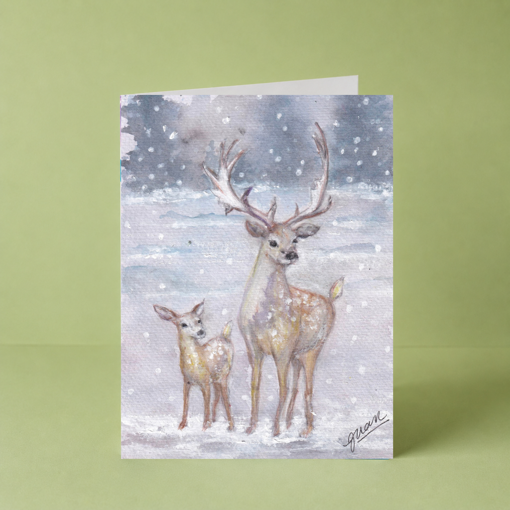 GUAN "Deer And Fawn" Card - HomeLess Made
