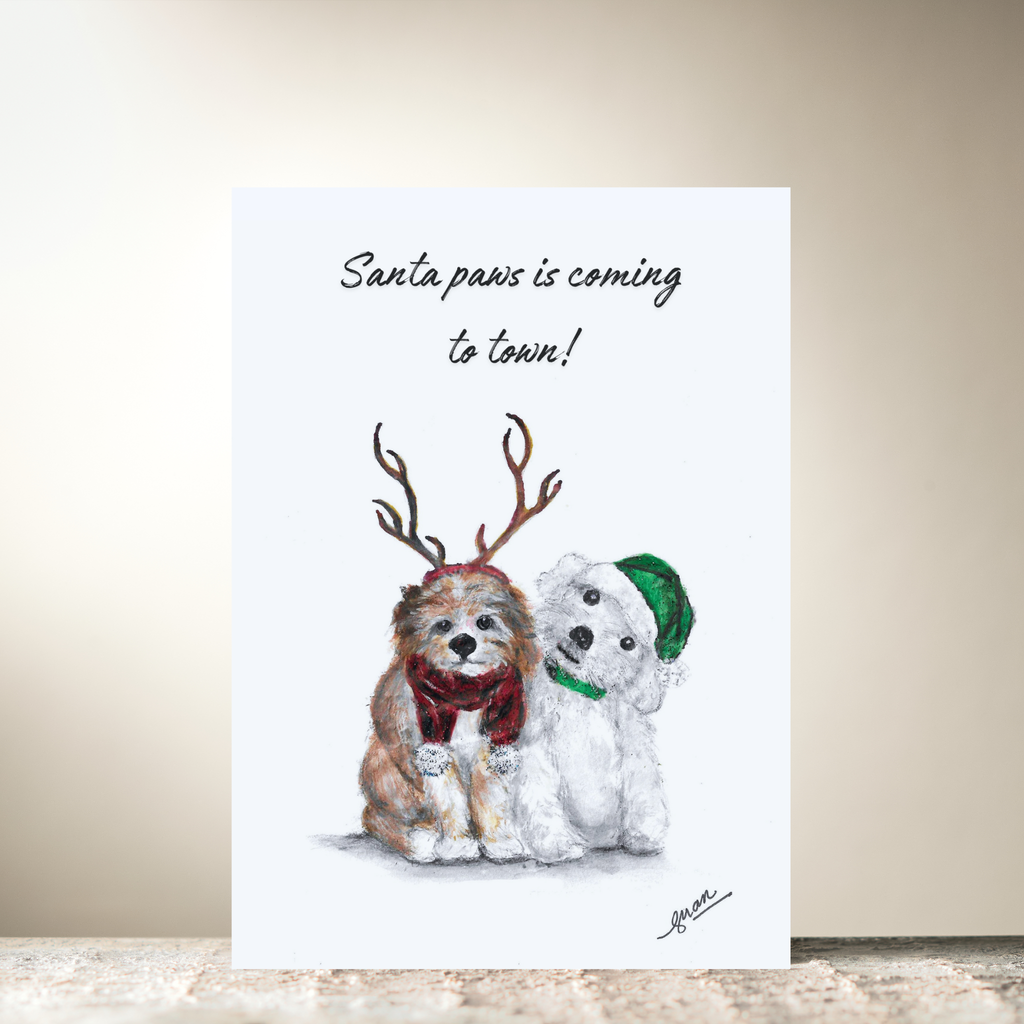Santa Paws Is Coming To Town Card by Guan