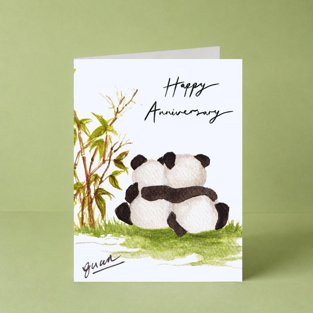 GUAN "Panda Hug Happy Anniversary" Card