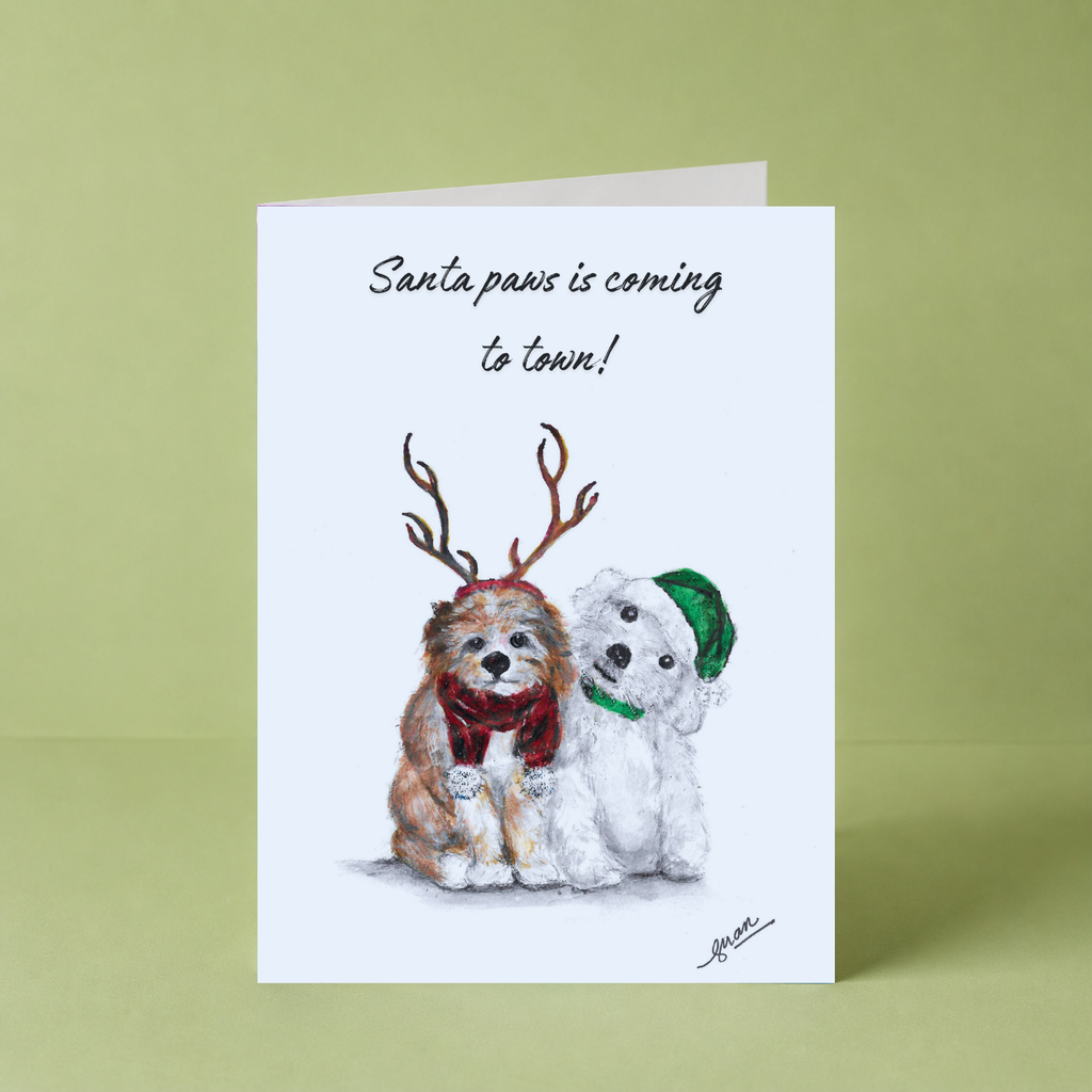 Santa Paws Is Coming To Town Card by Guan
