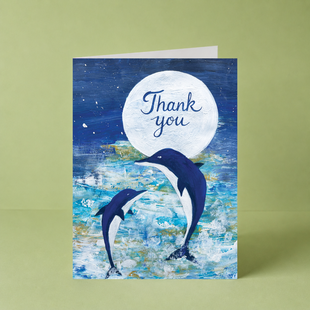 Leaping Dolphins 'Thank You' Card by Guan