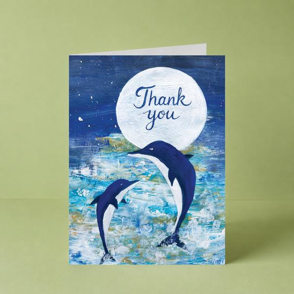Leaping Dolphins 'Thank You' Card by Guan