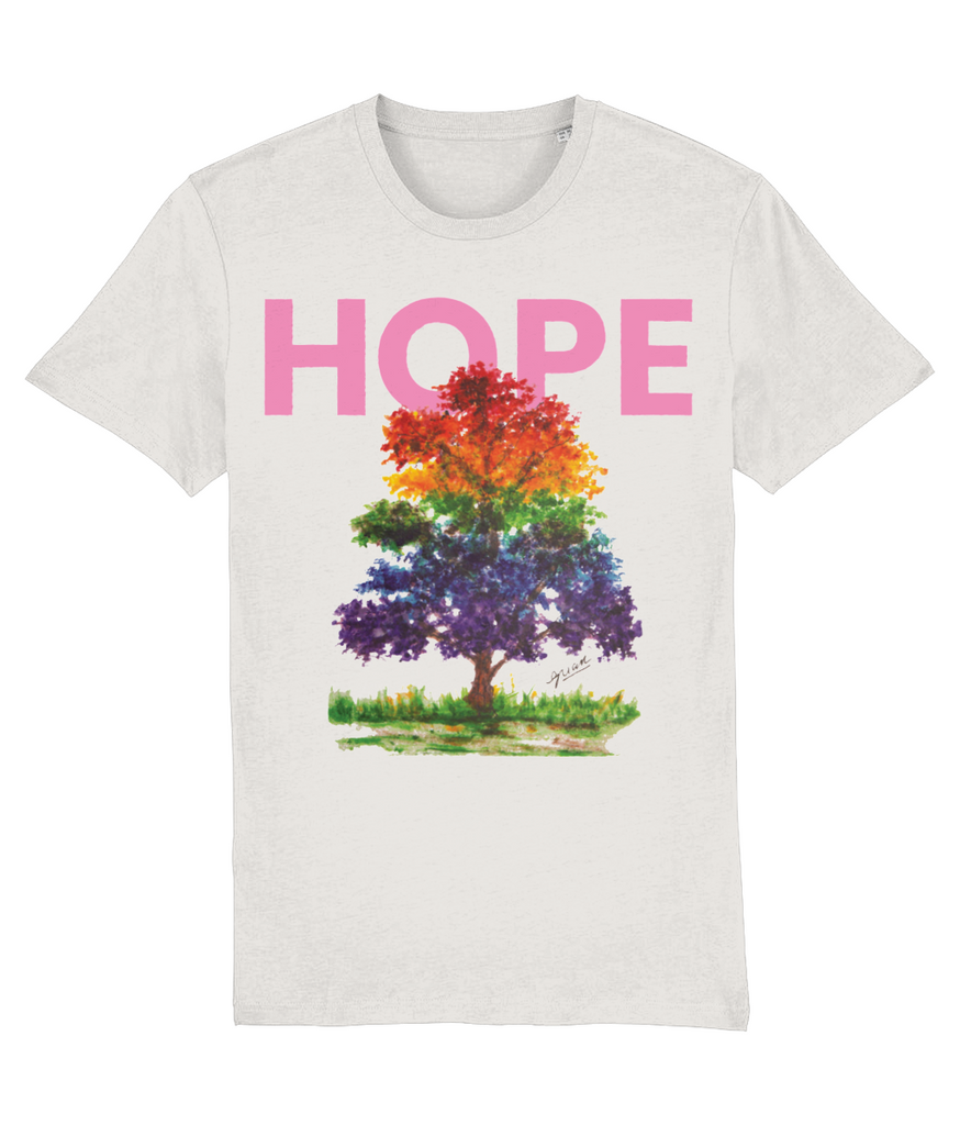 Hope t-shirt by Guan - pink writing - HomeLess Made
