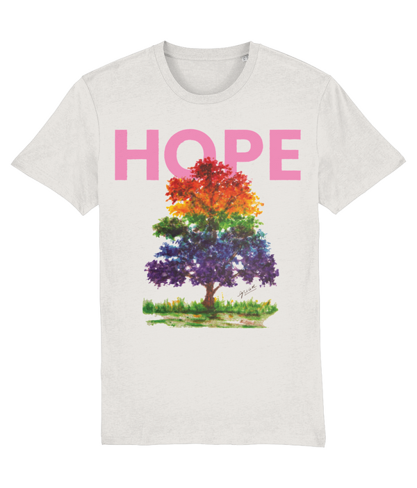 Hope t-shirt by Guan - pink writing - HomeLess Made