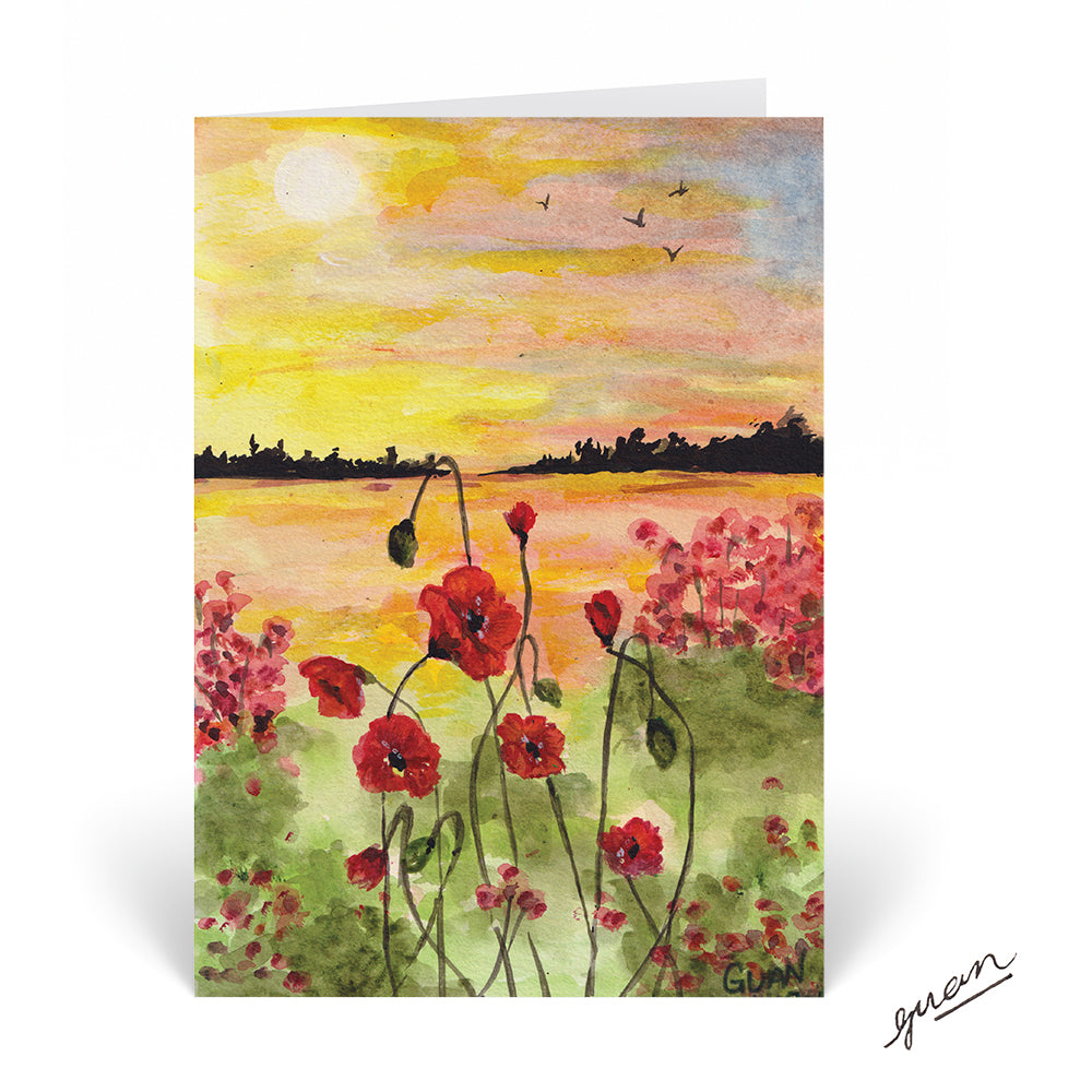 Poppies at sunset card by Guan - HomeLess Made