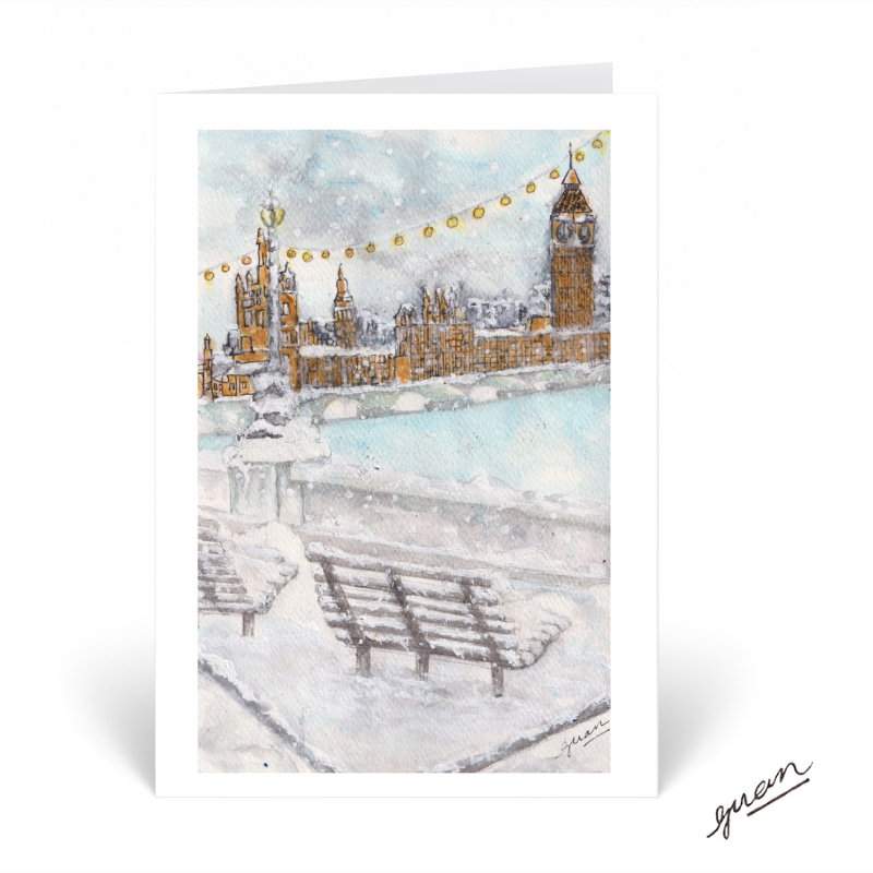 Houses of Parliament in Winter Card by Guan - HomeLess Made