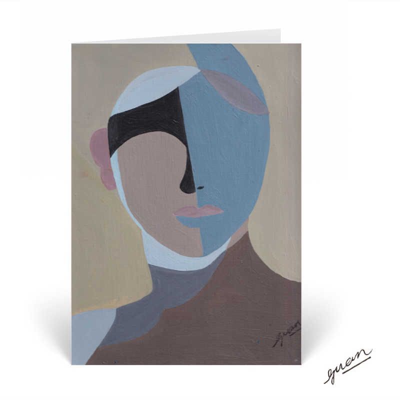 Portrait (Blue) Card by Guan - HomeLess Made