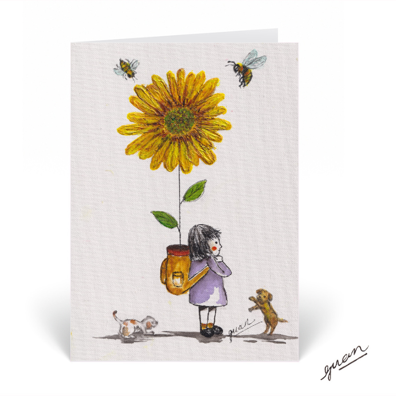 Sunflower Backpack Card by Guan - HomeLess Made