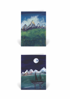 Michael's Mountain & Ship By Night - Special 2 Card Singles Offer - HomeLess Made