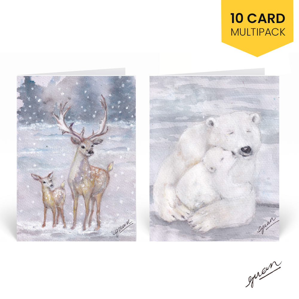 Guan's Deer & Polar Bear - Christmas Card Multipack - HomeLess Made