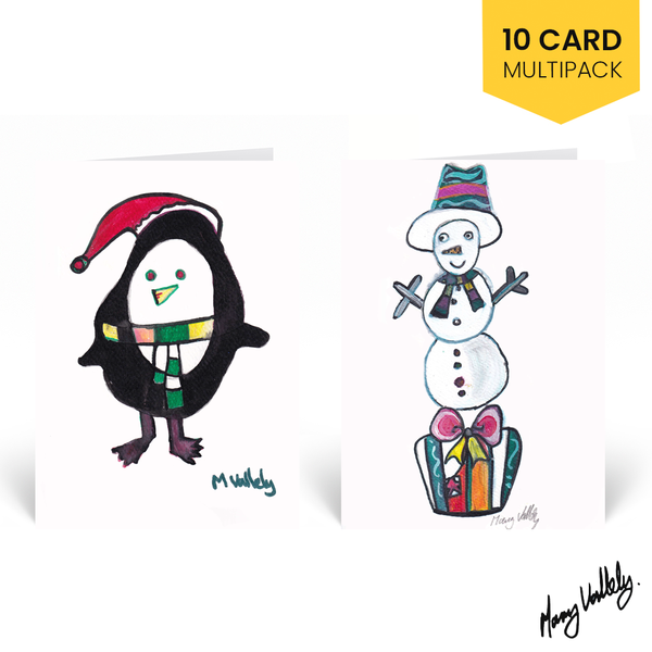 Mary's Snow Lady & Penguin - Christmas Card Multipack - HomeLess Made